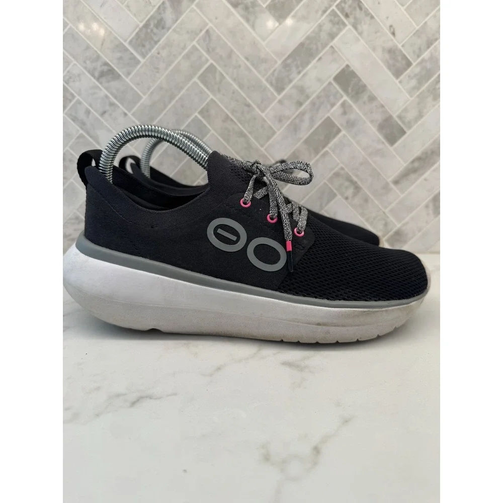 OOFOS Oomy Stride Recovery Sneakers Shoes Womens 8 Black White Comfort Lace Up
